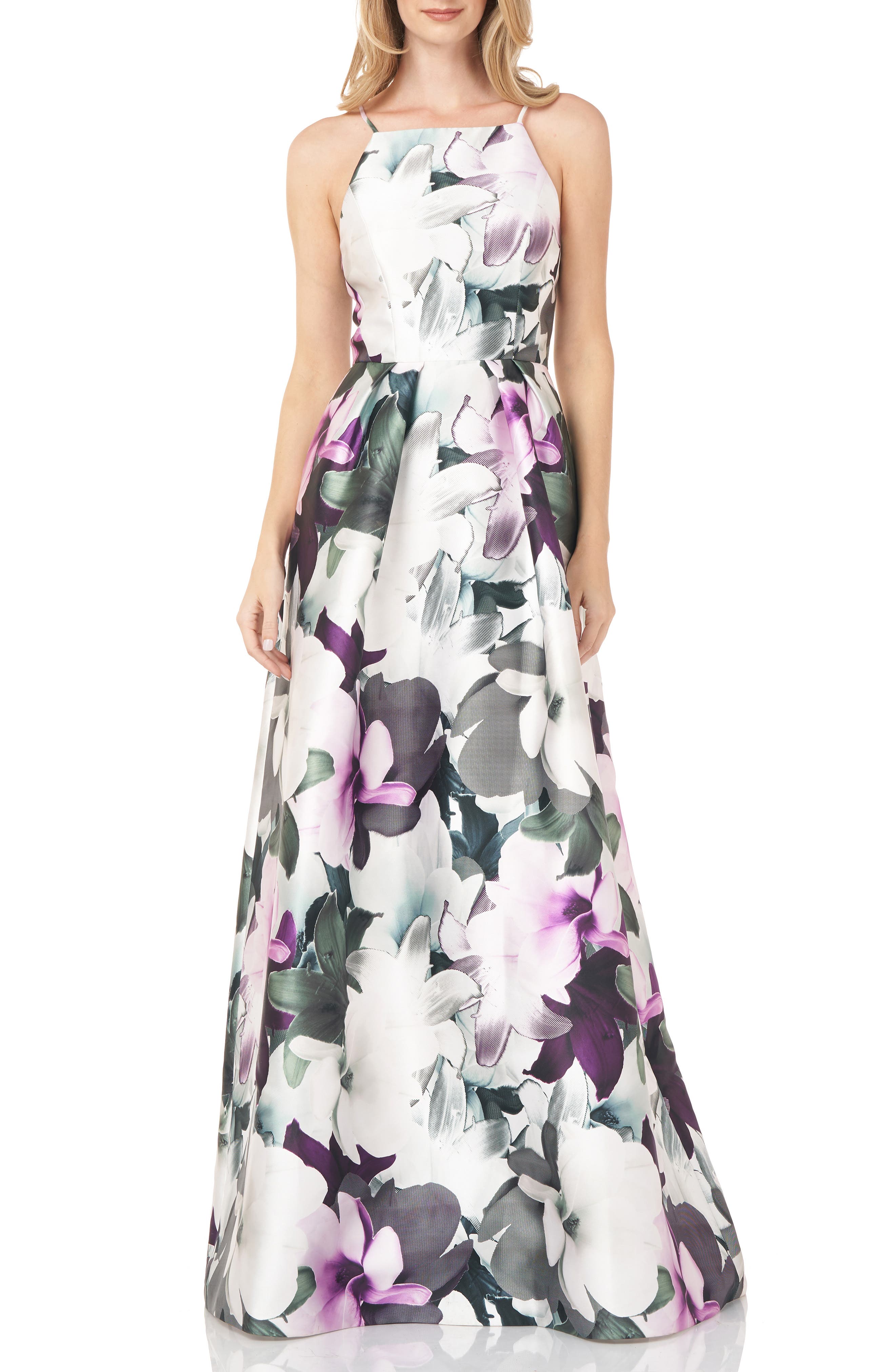 Kay Unger Floral Mikado Gown | Nordstrom